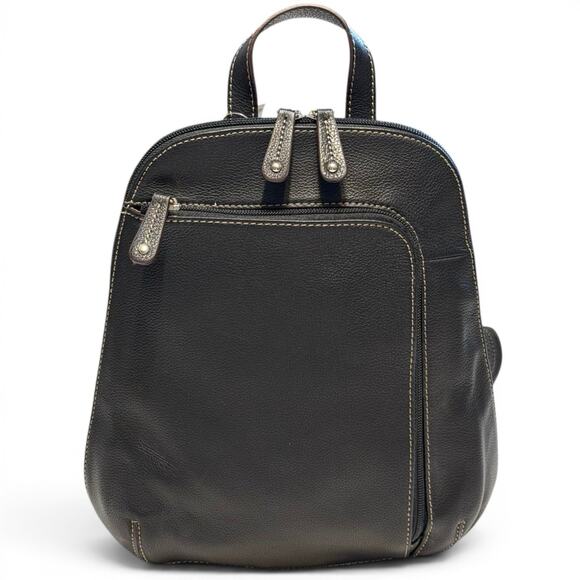 Tignanello Black Leather Backpack Purse NWT Pebbled Expandable Travel Daypack main image 7